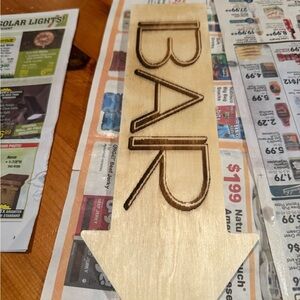 Wooden BAR Sign with Arrow
